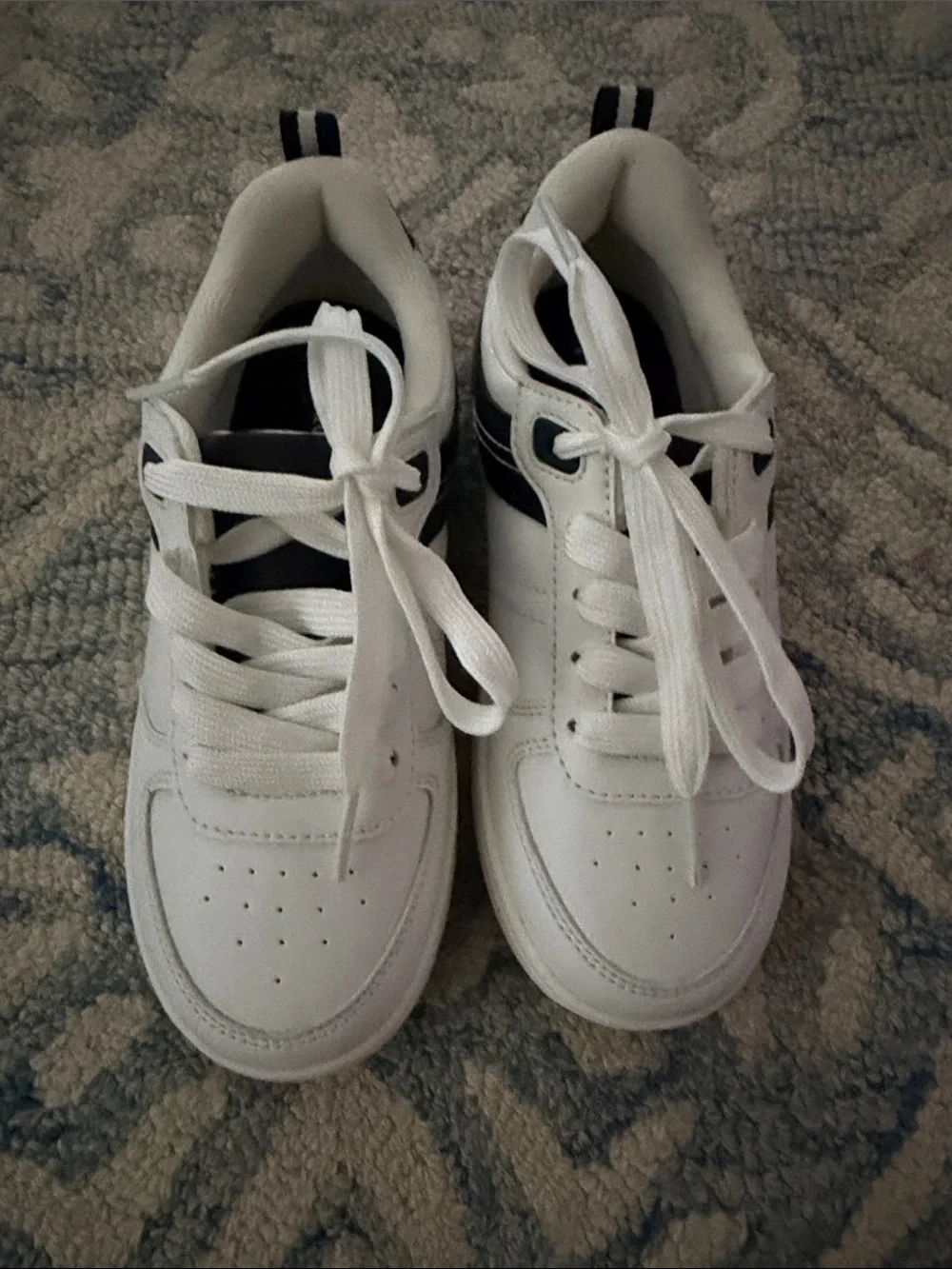 The Children's Place White and Navy Lace-Up Kids Sneakers